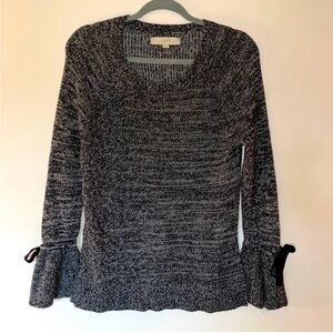 LOFT Gray and Black Cowl Neck Sweater with Knit Texture